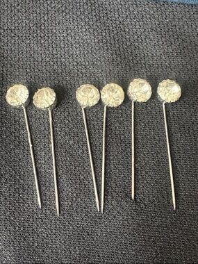 Vintage Hat Pins with Crystal Heads - Set of 6